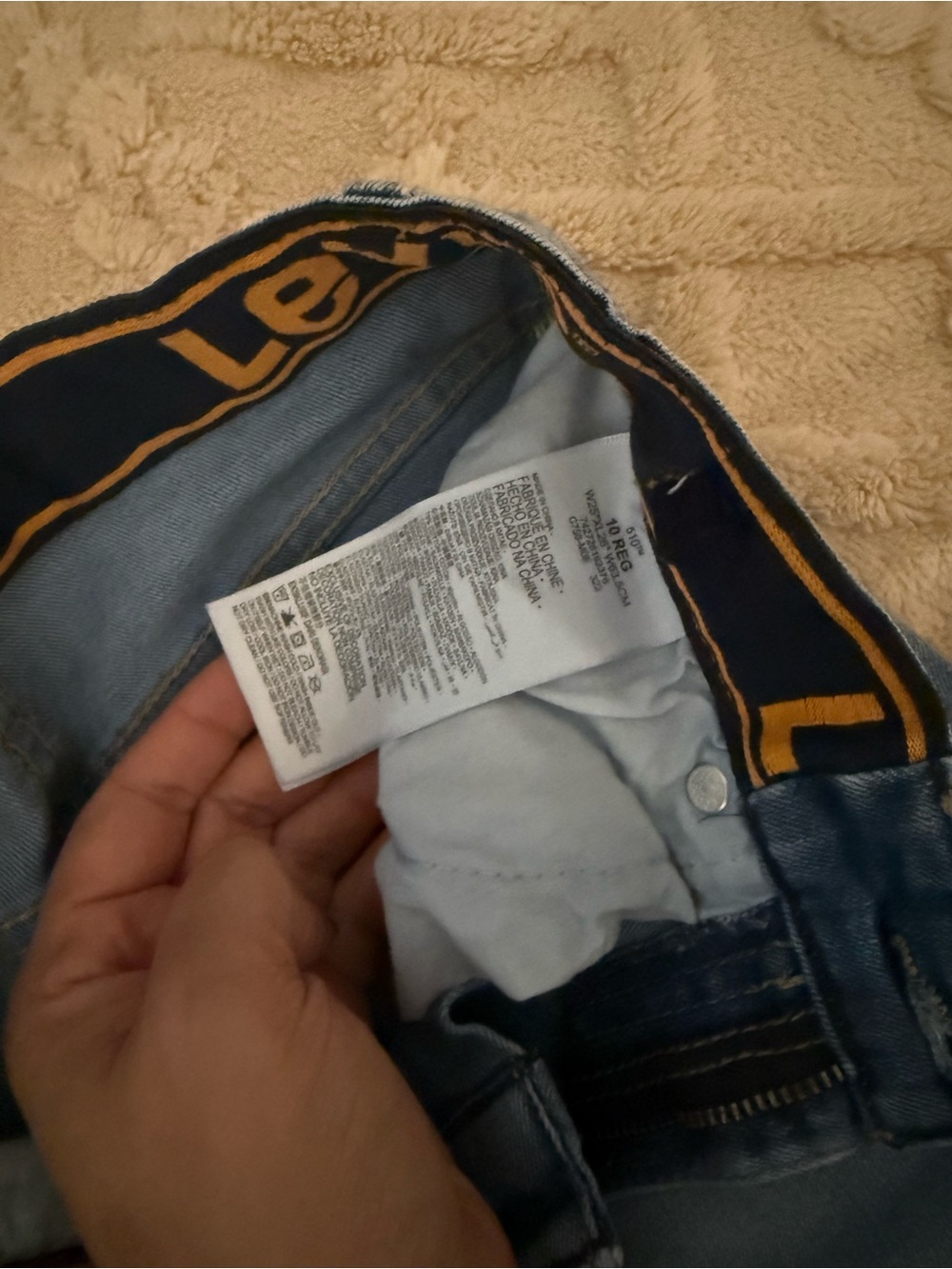Levi's Boys Light Blue Slim Jeans with Navy Waistband Accents
